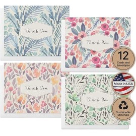 Twigs Paper Thank You Card Set - 12 Assorted Greet..