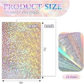 56 Sheets 14 Colors Holographic Metallic Cardstock
